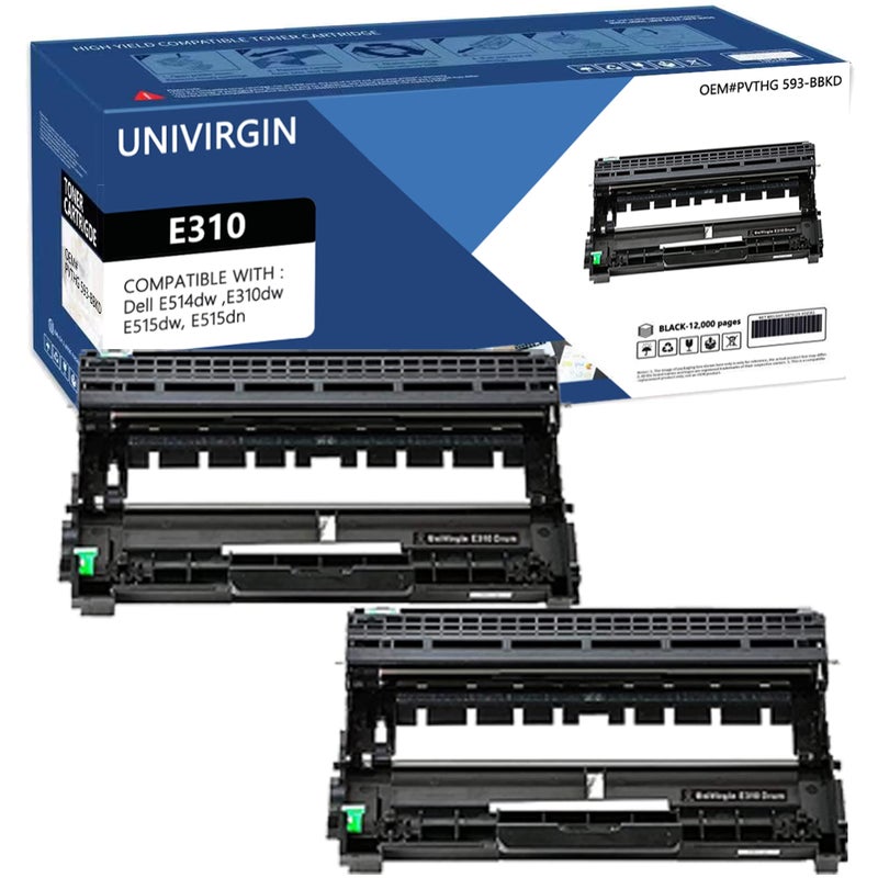 UniVirgin Compatible E310 E514 E515 Drum Unit Replacement for Dell E310dw E514dw E515dw E515dn Drum Unit (Dell PVTHG, 593-BBKD, P7RMX) 2 x Drum - Image 1